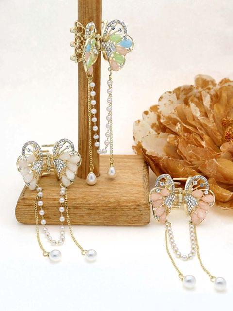 Fancy Butterfly Clip with Hanging in Gold finish - THF481