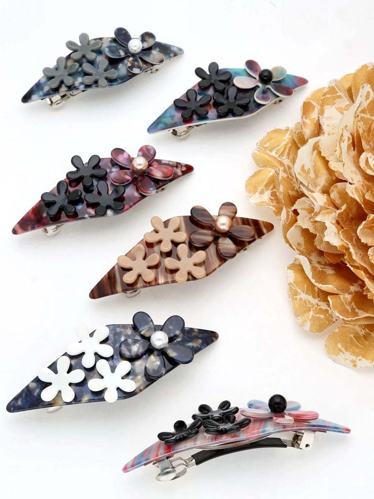 Fancy Hair Clip in Rhodium finish - THF679