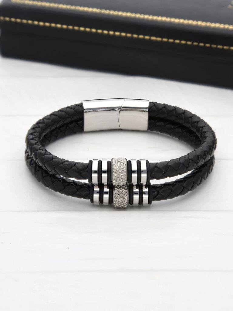 Men's Leather Bracelet with Magnetic Lock - THF1274