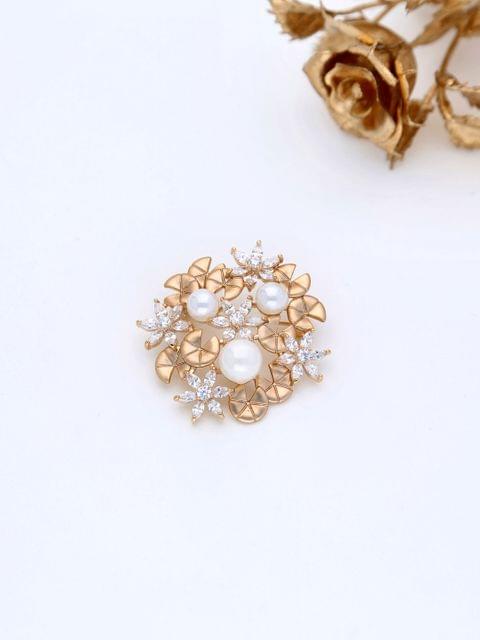 AD / CZ Brooch in Gold finish - THF1303
