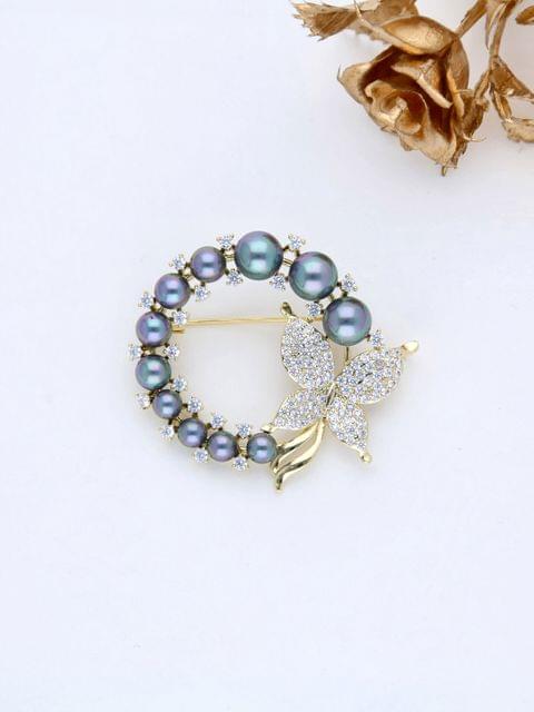 AD / CZ Brooch in Gold finish - THF1337