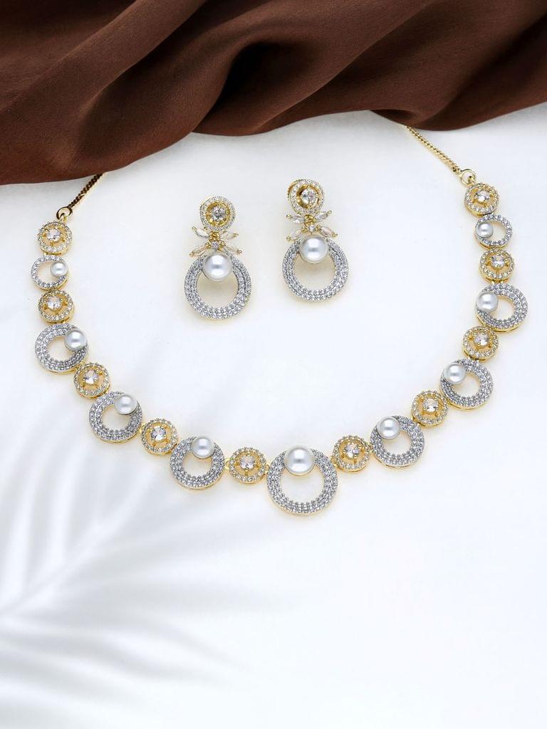 AD / CZ Necklace Set in Two Tone finish - THF1365