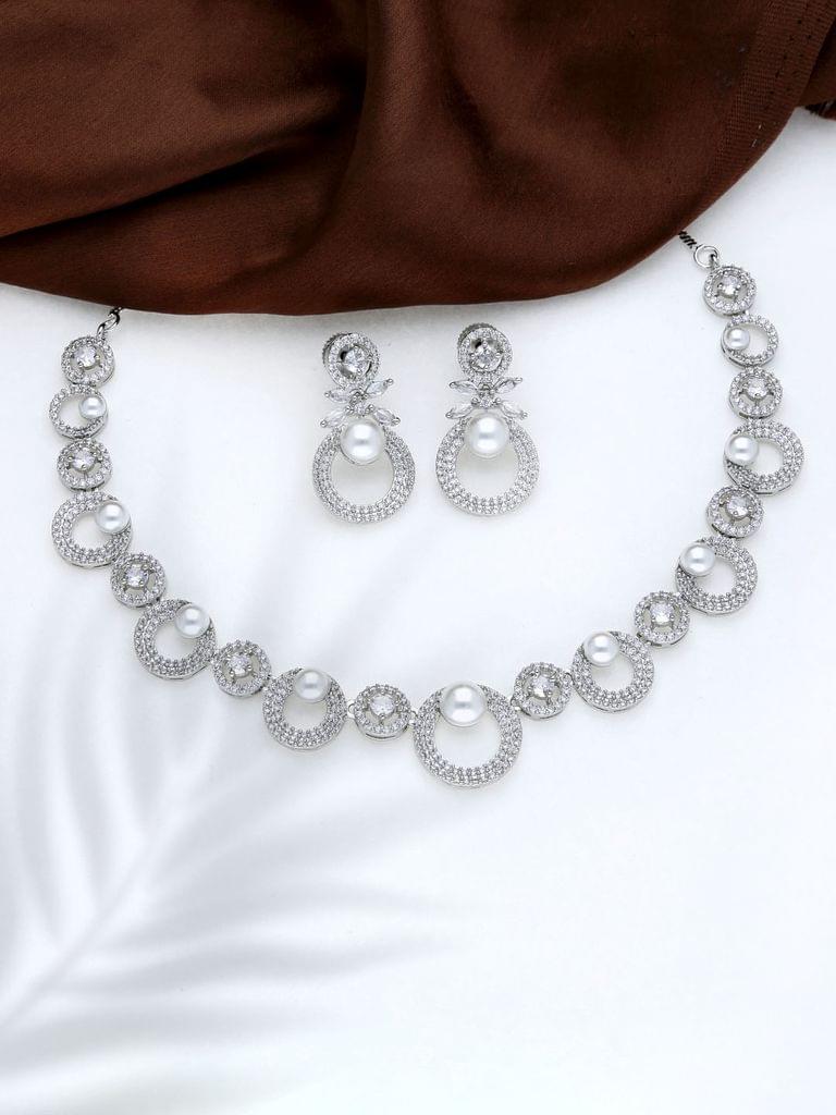 AD / CZ Necklace Set in Rhodium finish - THF1366