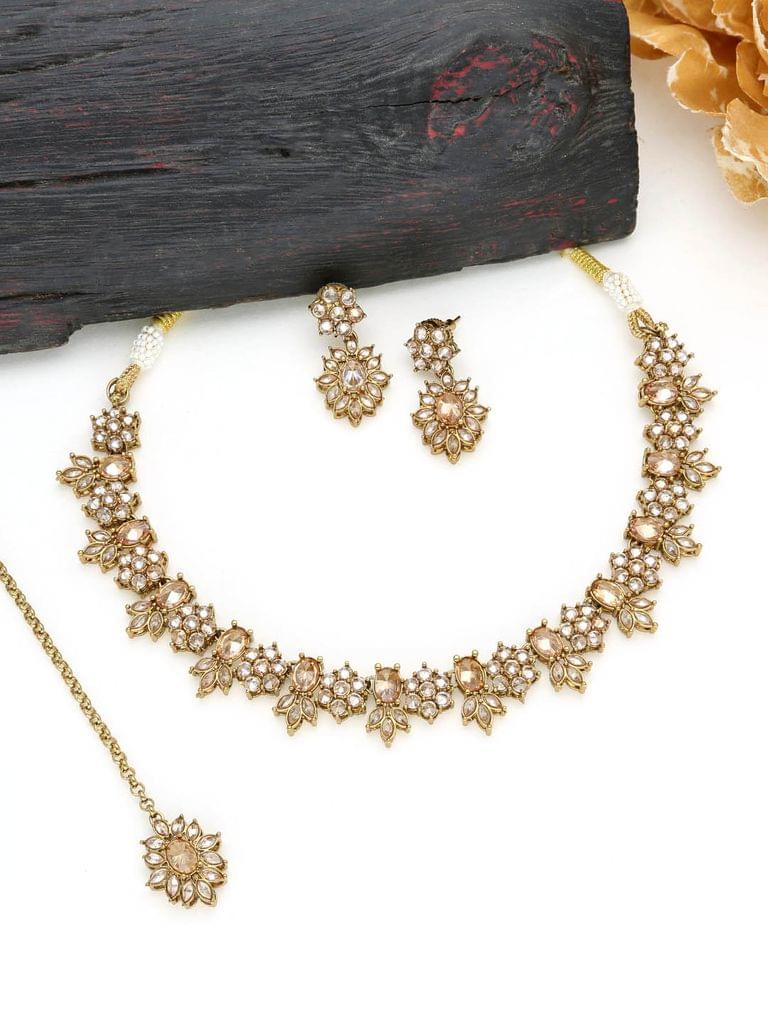 Reverse AD Necklace Set in Mehendi finish - 192LC