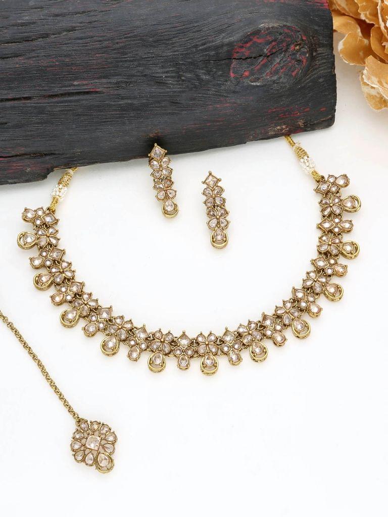 Reverse AD Necklace Set in Mehendi finish - 191LC