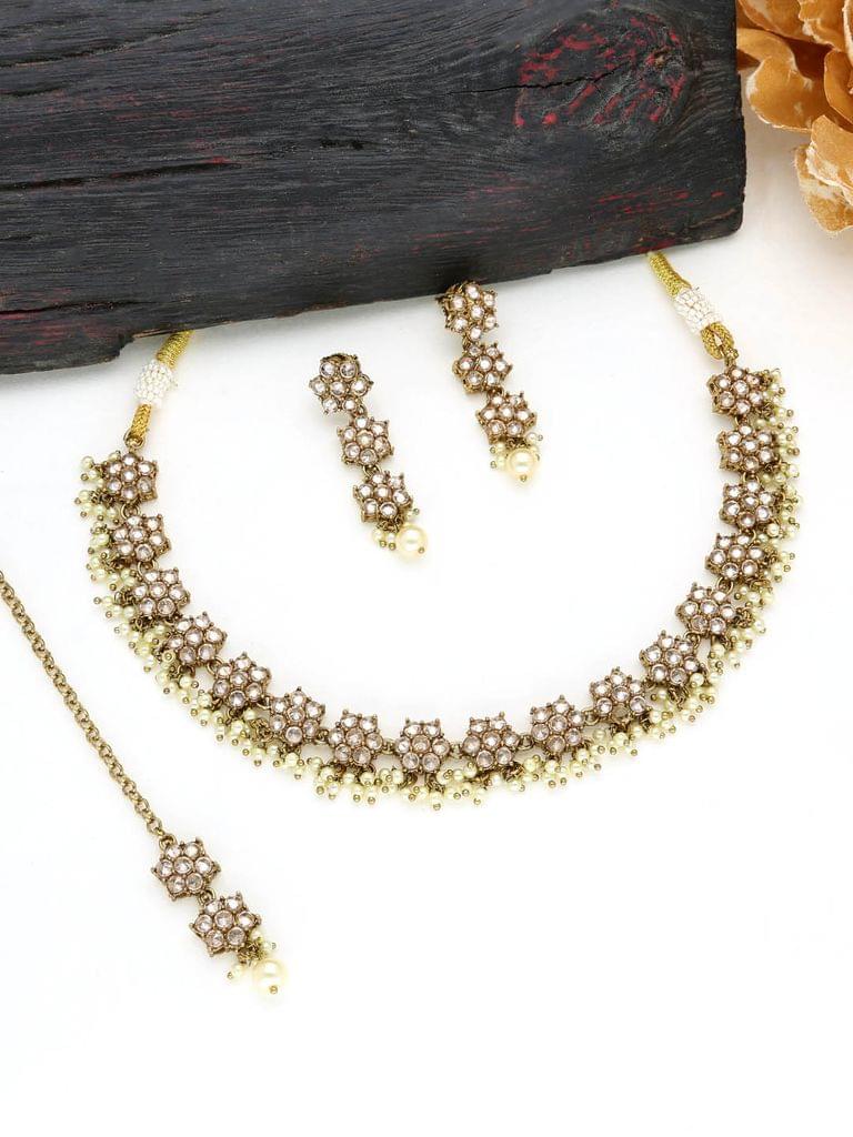 Reverse AD Necklace Set in Mehendi finish - 177LC