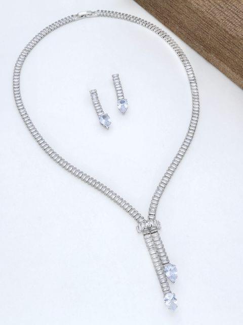 AD / CZ Necklace Set in Rhodium finish - THF1474