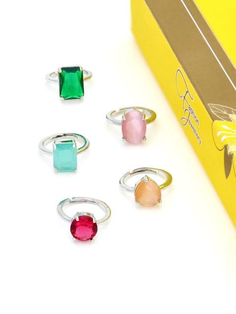 AD / CZ Finger Ring in Rhodium finish - THF1652