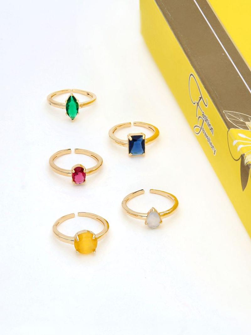 AD / CZ Finger Ring in Gold finish - THF1657