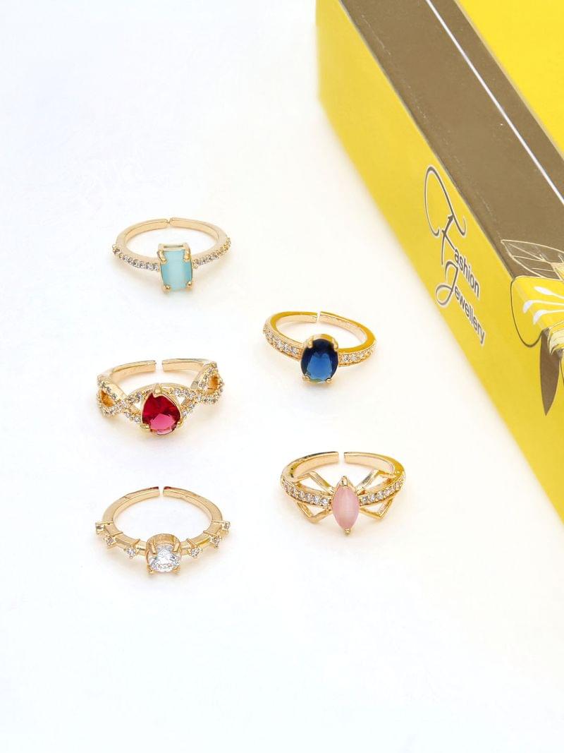 AD / CZ Finger Ring in Gold finish - THF1662