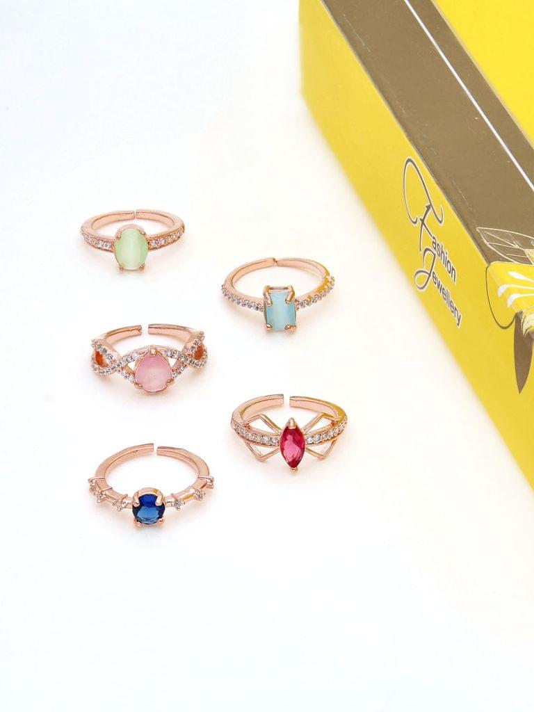 AD / CZ Finger Ring in Rose Gold finish - THF1664