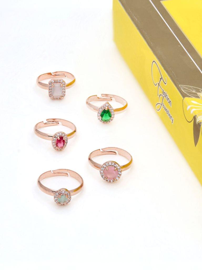 AD / CZ Finger Ring in Rose Gold finish - THF1669