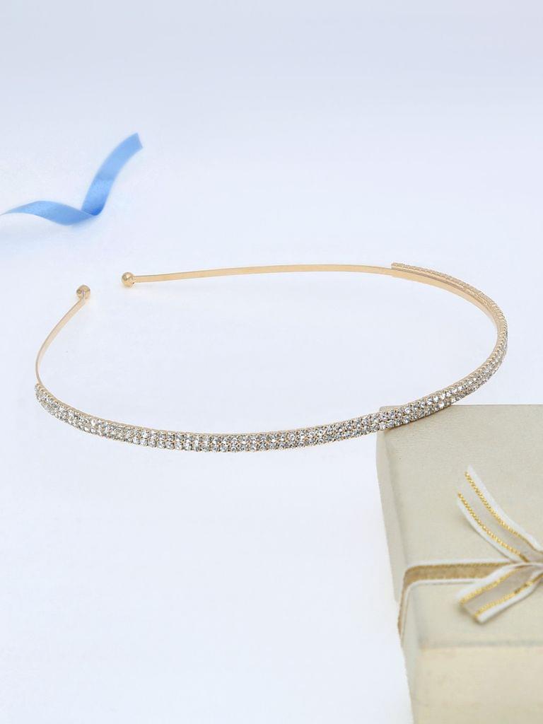 Two Line Stone Hair Band in Gold finish - KC2GO