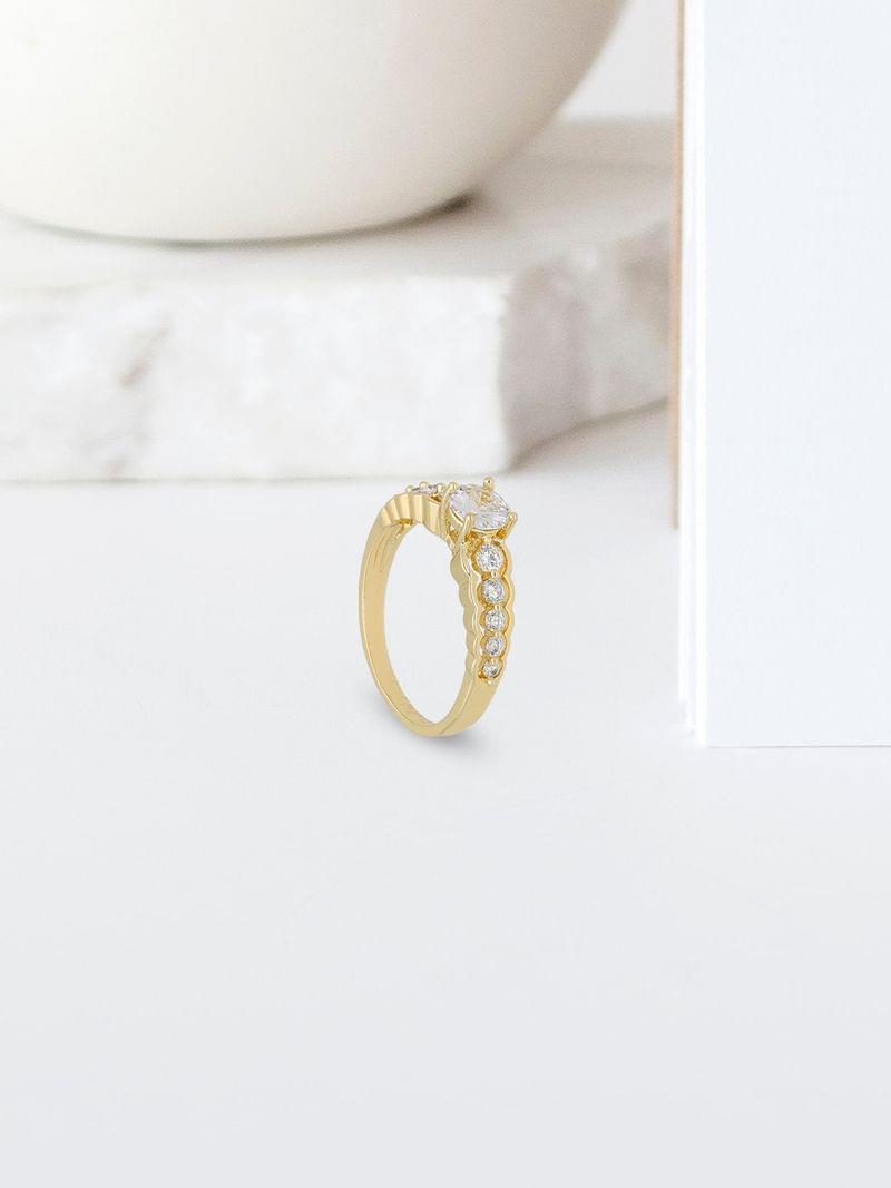 AD / CZ Finger Ring in Gold finish - THF2028