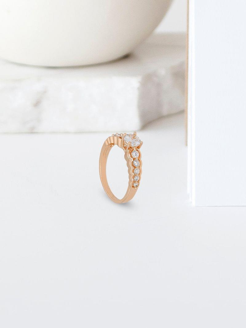 AD / CZ Finger Ring in Rose Gold finish - THF2030