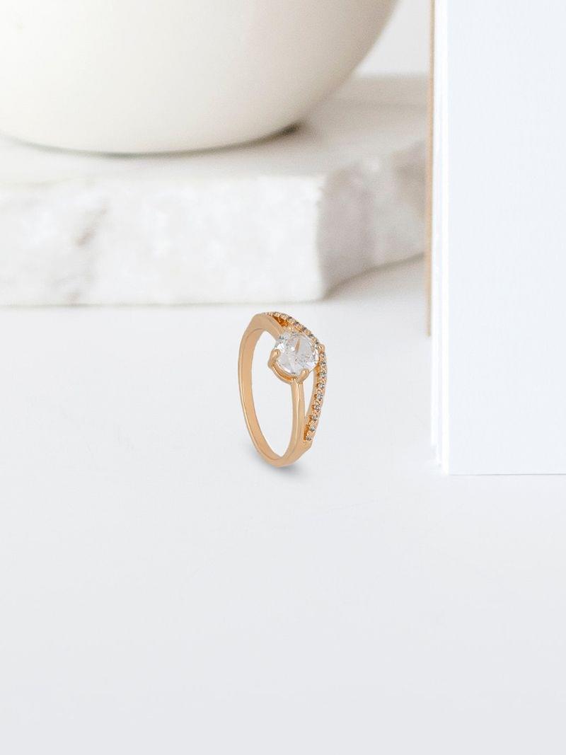 AD / CZ Finger Ring in Rose Gold finish - THF2033