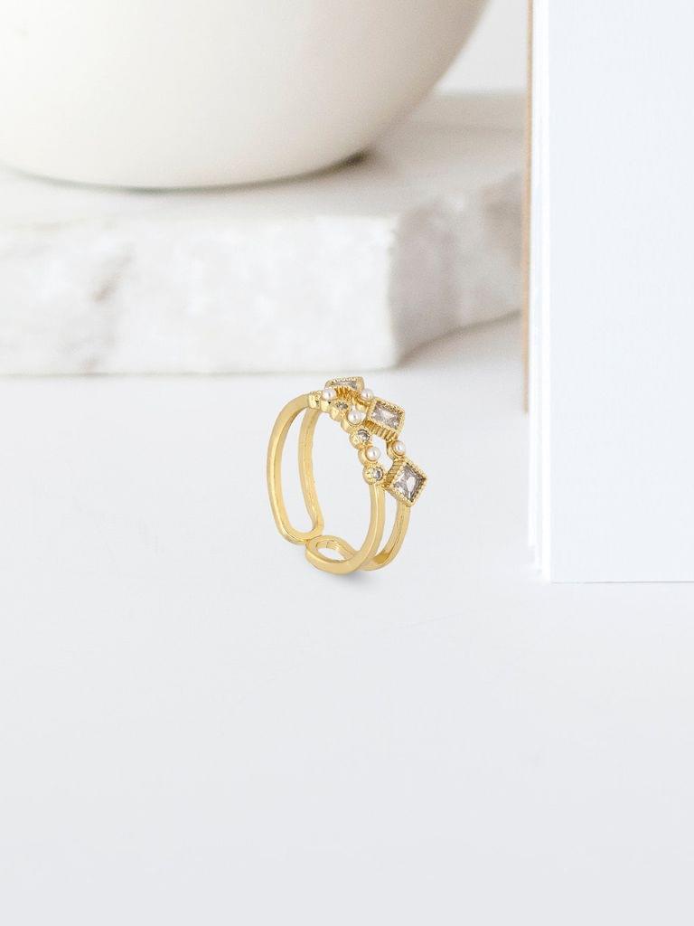AD / CZ Adjustable Finger Ring in Gold finish - THF2052