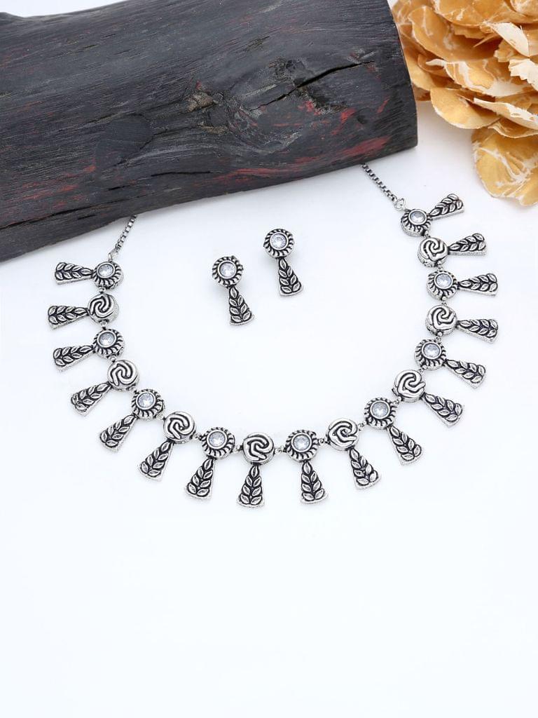 Traditional Necklace Set in Oxidised Silver finish - V142