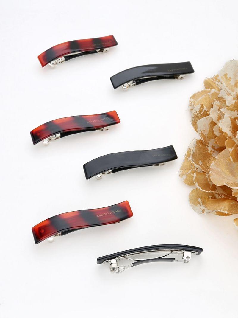 Plain Hair Clip in Black & Shell color - THF2146