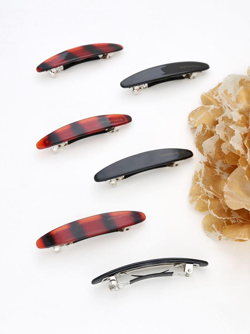 Plain Hair Clip in Black & Shell color - THF2148