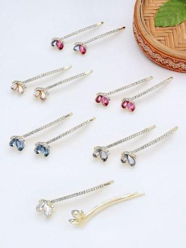 Fancy Side Pin in Assorted color and Gold finish - THF2153