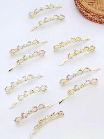 Fancy Side Pin in Assorted color and Gold finish - THF2156