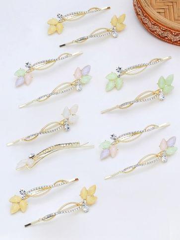 Fancy Side Pin in Assorted color and Gold finish - THF2157