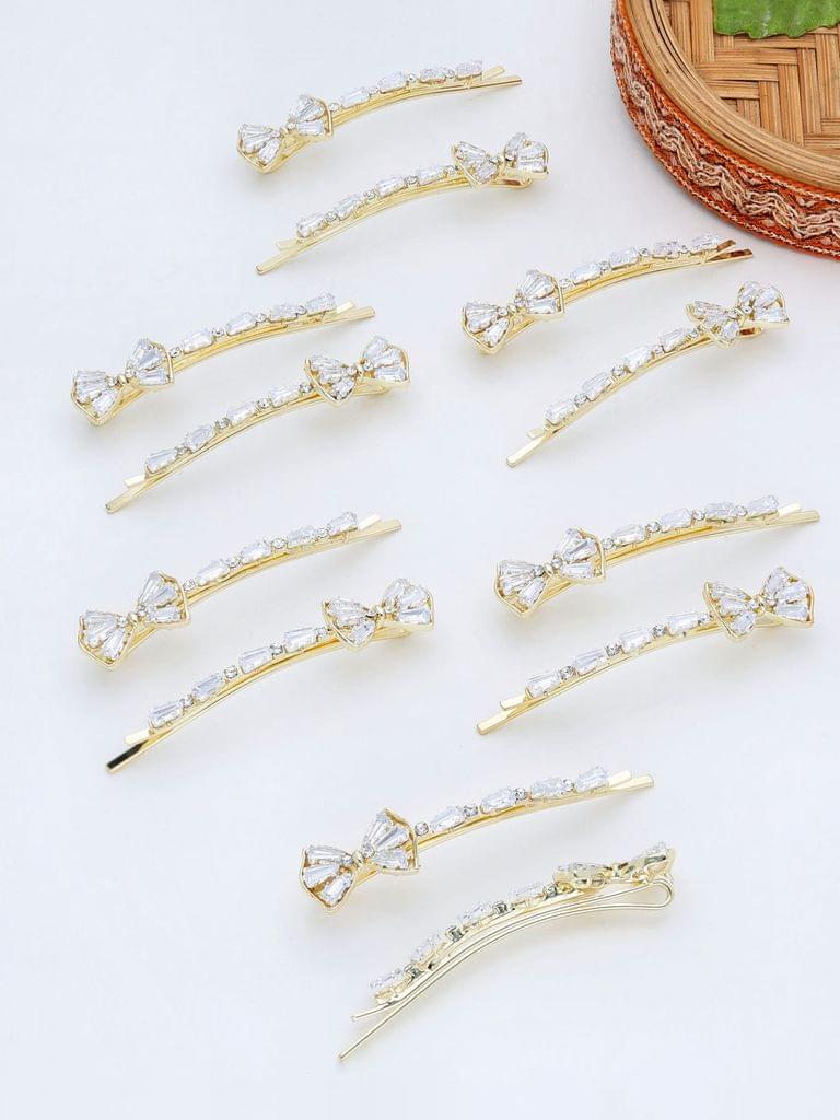 Fancy Side Pin in White color and Gold finish - THF2160
