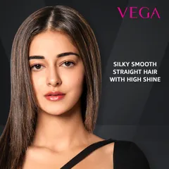 VEGA Pro-Ease Hair Straightener With Adjustable temperature and Wide Ceramic Coated Plates  (VHSH-22), Black