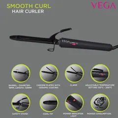 VEGA Smooth Curl Hair Curler-19 mm , (VHCH-03), Black