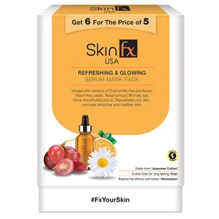Skin Fx Refreshing & Glowing  Women Serum Mask Combo Pack of 6
