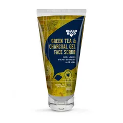 Beardhood Green Tea & Charcoal Gel Face Scrub, Neem Leaves and Aloe Vera, 100g