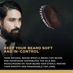 BeardHood Beard Brush 100% Boar Bristles Handmade Military Grade Rosewood Handle
