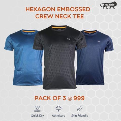 Pack of 3 Athleisure Hexagon Tees (Black, Navy & Teal)
