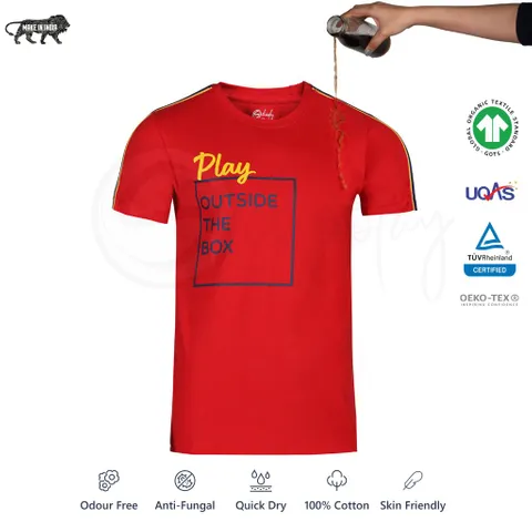 Zero Stain 100% Premium Cotton Printed Red  #Play_IT T-shirt