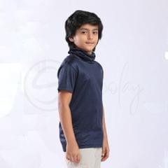 Pack of 2 Classy Self Design Tees (Black & Navy)
