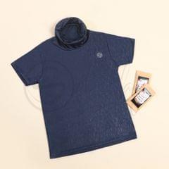 Pack of 2 Classy Self Design Tees (Black & Navy)