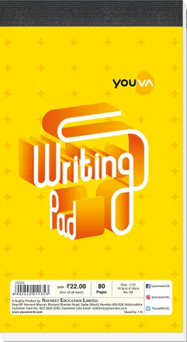 Writing Pad |No.00 | Size 10.5 X 19 cm | Single Line | 80 Pages | Navneet Youva