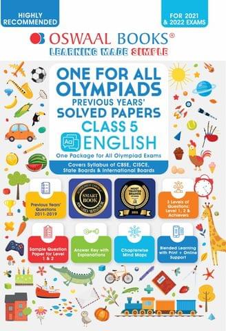 One for All Olympiad Previous Years Solved Papers, Class-5 English Book (For 2022 Exam)