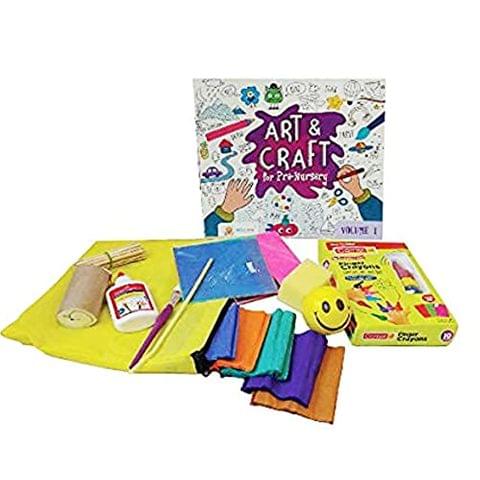Sparklebox 6 In 1 DIY Art and Craft Fun Learning Educational Kit & Book for Kids (Grade-PreNursery) | Volume 1 | For Age 3 Years |Perfect Art and Craft Learning Activities | Drawing, Paining, Music and Theatre |Includes Paper Crafts, Child-Safe Scissor and Glue | Gift for Boys & Girls