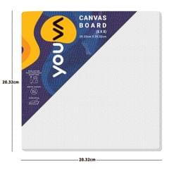 Navneet Youva | Cotton White Blank Canvas Boards for Painting, Acrylic Paint, Oil Paint Dry & Wet Art Media | 8" x 8" | Pack of 3