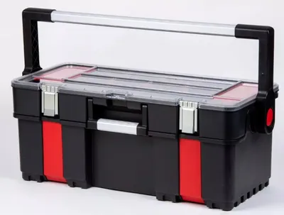 24 "toolbox with transparent organizer