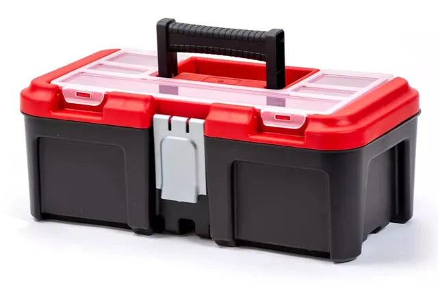 13 "toolbox with transparent lid and removable tray