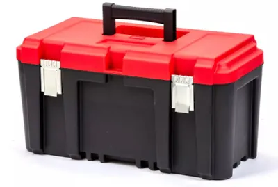 19 "toolbox with transparent lid and removable tray