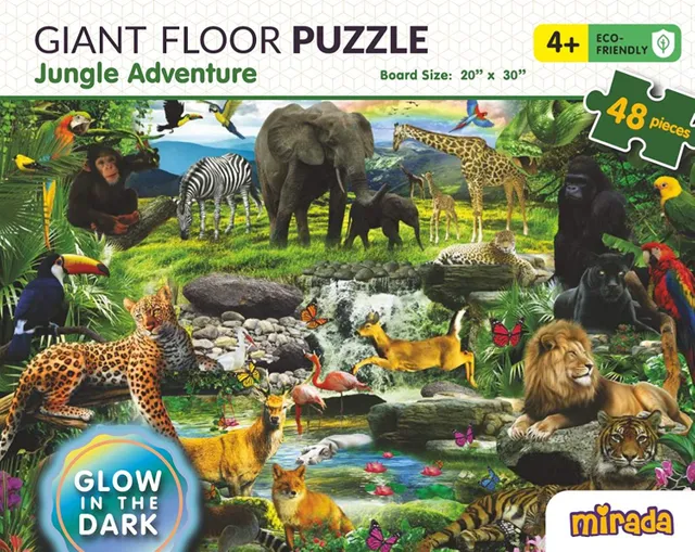 Mirada Giant Floor Puzzles Glow In The Dark Jungle Adventure