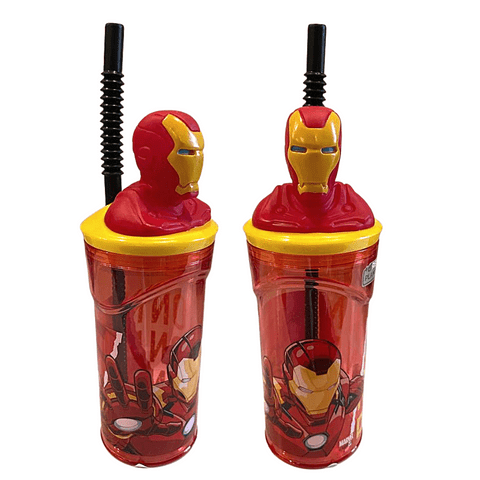 Marvel Avengers Iron Man Stor 3D Figurine Water Tumbler with Reusable Straw - 360 ml