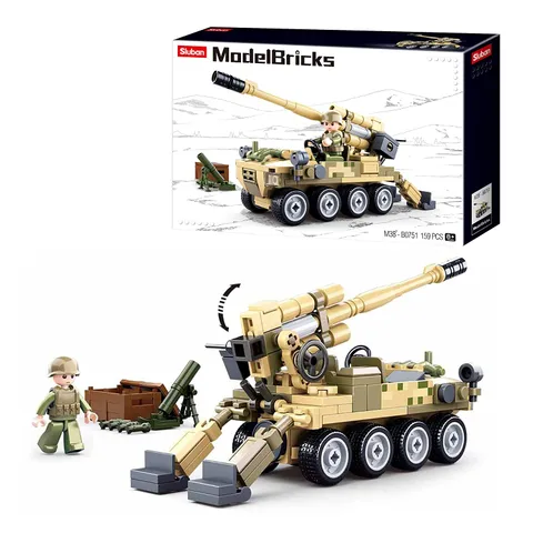 Sluban Model Bricks All Terrain Assault Vehicle With Movable Cannon & a Soldier Toy