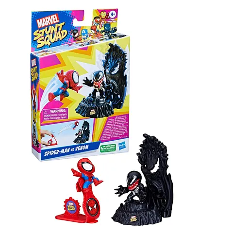 Hasbro Marvel Stunt Squad Spider-Man vs. Venom Playset with Action Figures (1.5”)