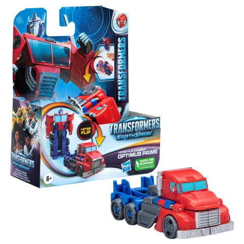 Transformers Toys EarthSpark 1-Step Flip Changer Optimus Prime Action Figure