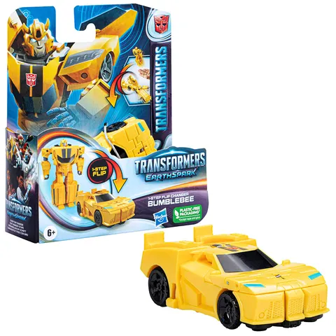 Transformers Toys EarthSpark 1-Step Flip Changer Bumble Bee Action Figure